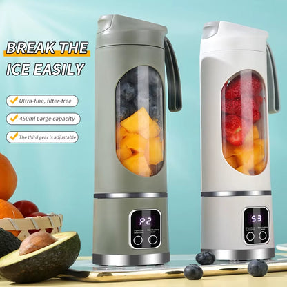 1 Small Portable Blender and Juicer - Rechargeable via USB, Personal Wireless Blender with Stainless Steel Blades